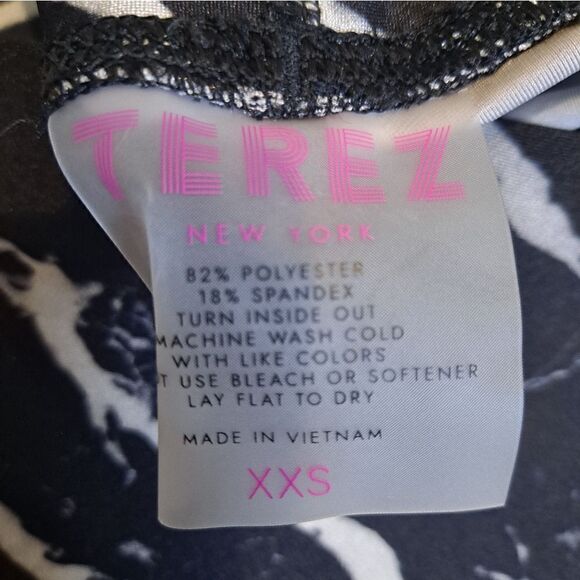 NWOT Terez Hi Shine Leggings $100 Onyx Black Marble Women Size XX Small Graphic - Picture 2 of 4